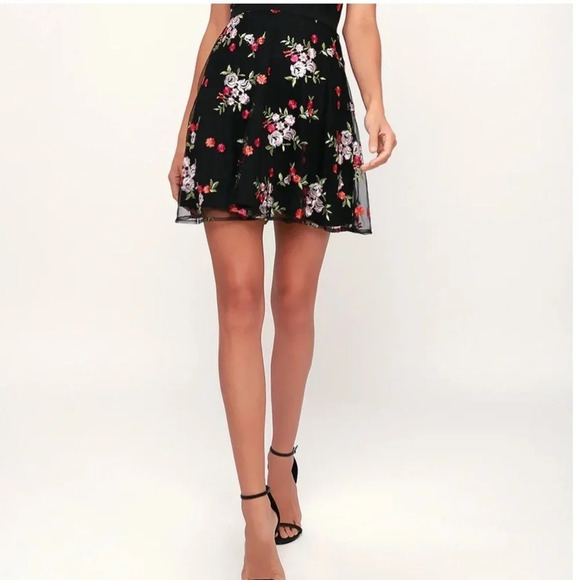 Lulu’s Favorite Fleur Black Embroidered Liberty Floral A-Line Skater Dress - Picture 9 of 12